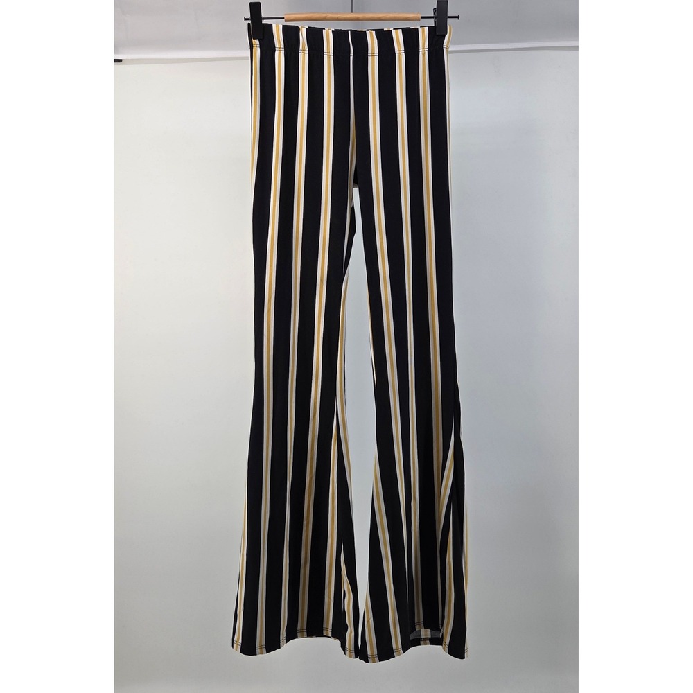 Vibe‎ Sportswear Flare Pants Womens Small Striped Black Gold Retro Boho Disco